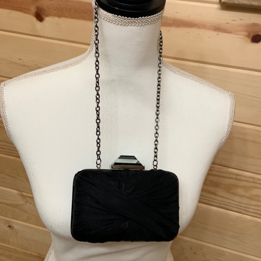 Sondra Roberts Black Chain Clutch